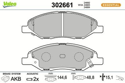 Juego de balatas de freno VALEO 302661