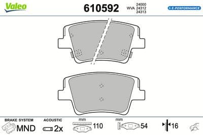 Juego de balatas de freno VALEO 610592