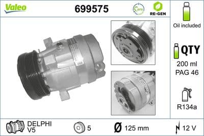 Compresor, aire acondicionado VALEO 699575