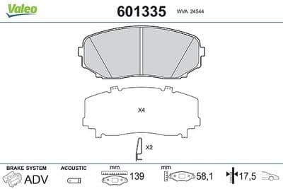 Juego de balatas de freno VALEO 601335