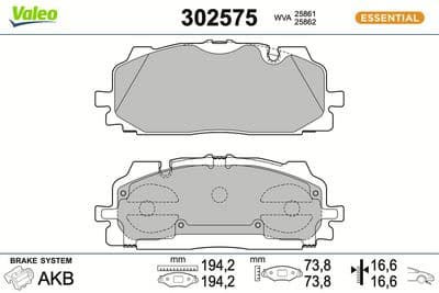 Juego de balatas de freno VALEO 302575