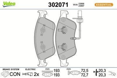 Juego de balatas de freno VALEO 302071