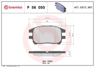 Juego de balatas de freno BREMBO P 56 050