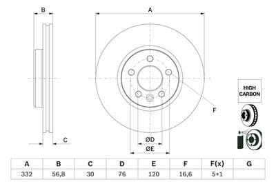 Disco de freno BOSCH 0 986 479 F04