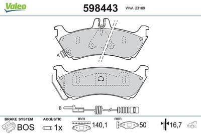 Juego de balatas de freno VALEO 598443