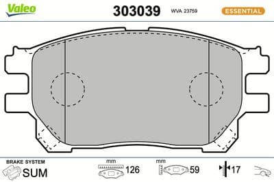 Juego de balatas de freno VALEO 303039