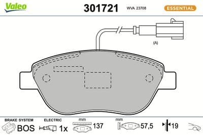 Juego de balatas de freno VALEO 301721