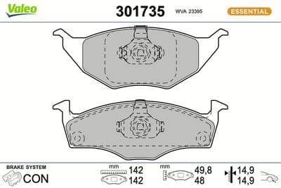 Juego de balatas de freno VALEO 301735