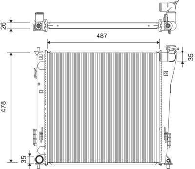 Radiador, refrigeración del motor VALEO 701360