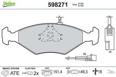 Juego de balatas de freno VALEO 598271