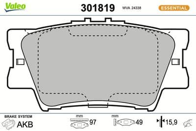 Juego de balatas de freno VALEO 301819