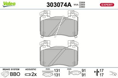 Juego de balatas de freno VALEO 303074A