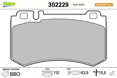 Juego de balatas de freno VALEO 302229