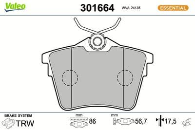 Juego de balatas de freno VALEO 301664