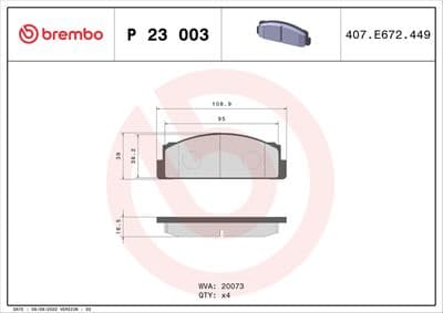 Juego de balatas de freno BREMBO P 23 003