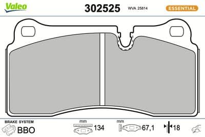 Juego de balatas de freno VALEO 302525
