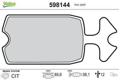Juego de balatas de freno VALEO 598144