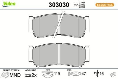 Juego de balatas de freno VALEO 303030