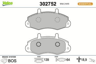 Juego de balatas de freno VALEO 302752