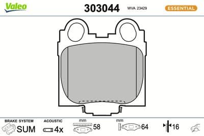Juego de balatas de freno VALEO 303044