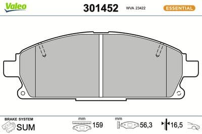 Juego de balatas de freno VALEO 301452