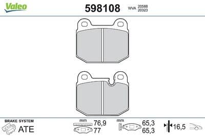 Juego de balatas de freno VALEO 598108