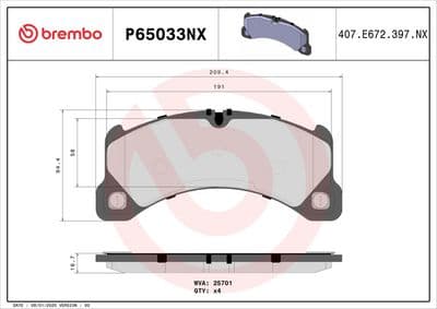 Juego de balatas de freno BREMBO P65033NX