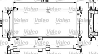 Radiador, refrigeración del motor VALEO 732792
