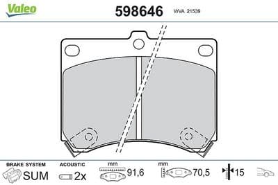 Juego de balatas de freno VALEO 598646