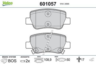 Juego de balatas de freno VALEO 601057