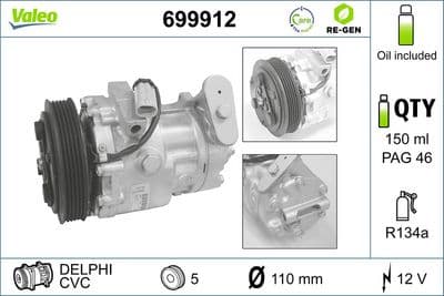 Compresor, aire acondicionado VALEO 699912