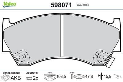 Juego de balatas de freno VALEO 598071
