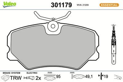 Juego de balatas de freno VALEO 301179