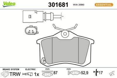 Juego de balatas de freno VALEO 301681