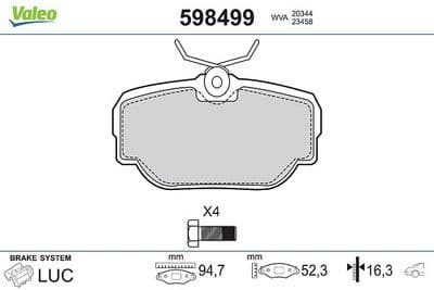 Juego de balatas de freno VALEO 598499