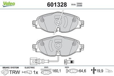 Juego de balatas de freno VALEO 601328