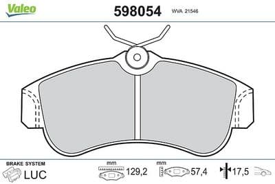 Juego de balatas de freno VALEO 598054