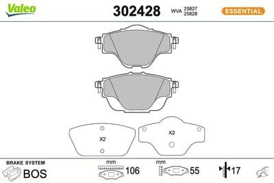 Juego de balatas de freno VALEO 302428