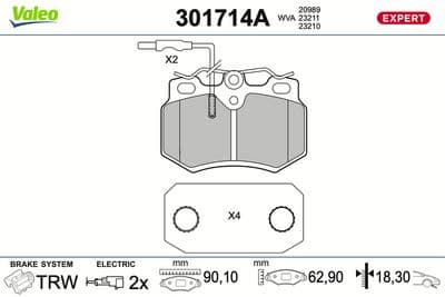 Juego de balatas de freno VALEO 301714A