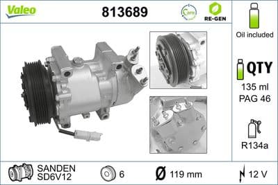 Compresor, aire acondicionado VALEO 813689