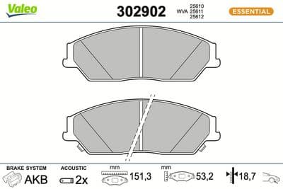 Juego de balatas de freno VALEO 302902