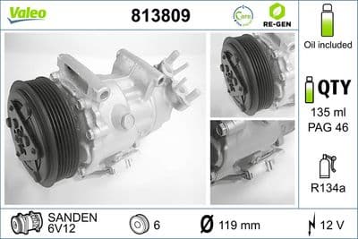 Compresor, aire acondicionado VALEO 813809