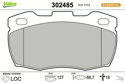 Juego de balatas de freno VALEO 302485