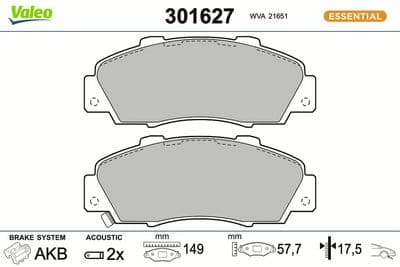 Juego de balatas de freno VALEO 301627