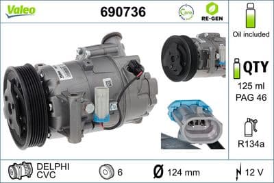 Compresor, aire acondicionado VALEO 690736