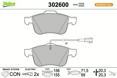 Juego de balatas de freno VALEO 302600