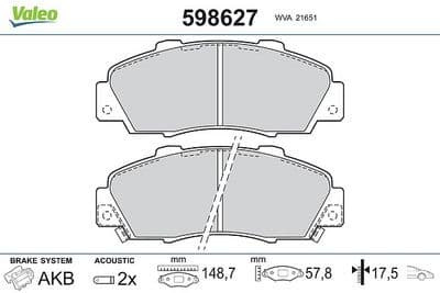 Juego de balatas de freno VALEO 598627