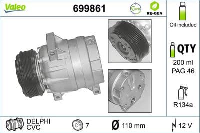 Compresor, aire acondicionado VALEO 699861