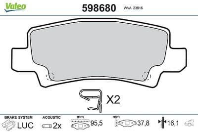 Juego de balatas de freno VALEO 598680