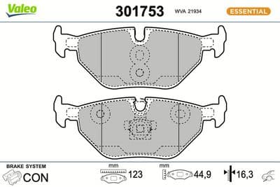 Juego de balatas de freno VALEO 301753